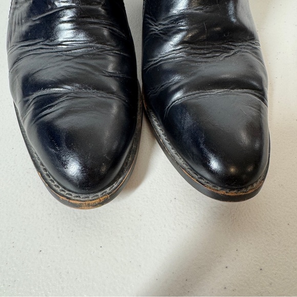 Black Leather Chelsea Western Block Heel Classic Pull-On Ankle Boots Size 8.5 - Picture 4 of 16